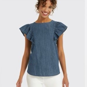 Draper James Denim Ruffled Sleeve Tank Blouse - Women’s small